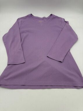 Pendleton Women's V-Neck 3/4 Sleeve Lavender Purple Large 100% Cotton
